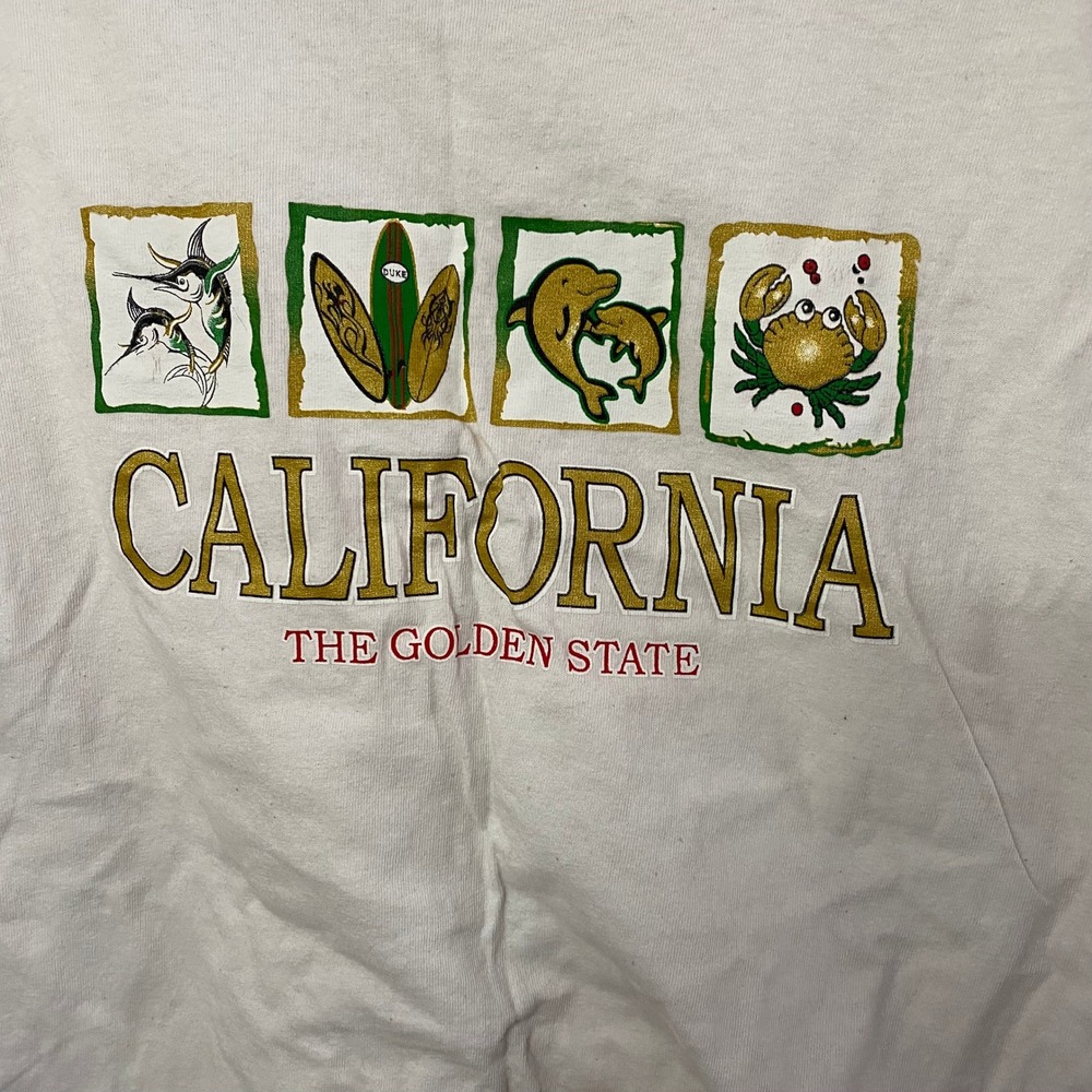 Delta Pro Weight California Graphic Tee Mens Large White Coastal Surf Shirt‎ - Picture 2 of 4